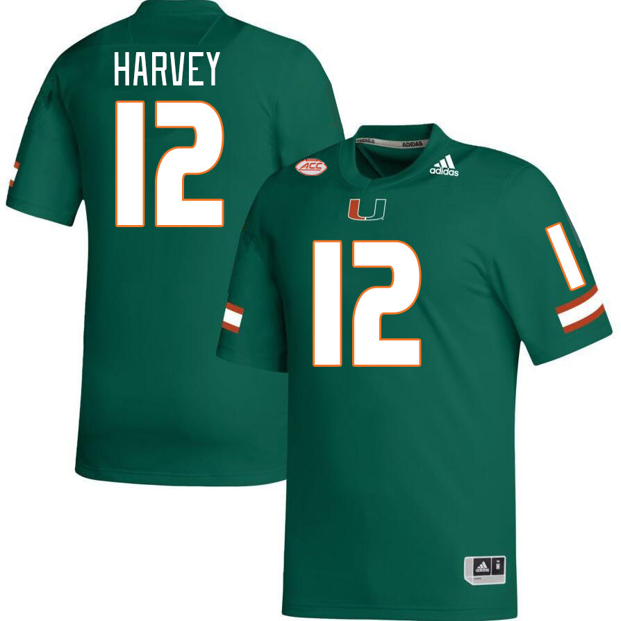 Men #12 Jahfari Harvey Miami Hurricanes College Football Jerseys Stitched-Green